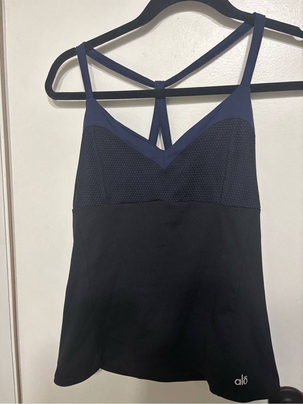 ALO Yoga Black & Navy Strappy Tank Bra Top
